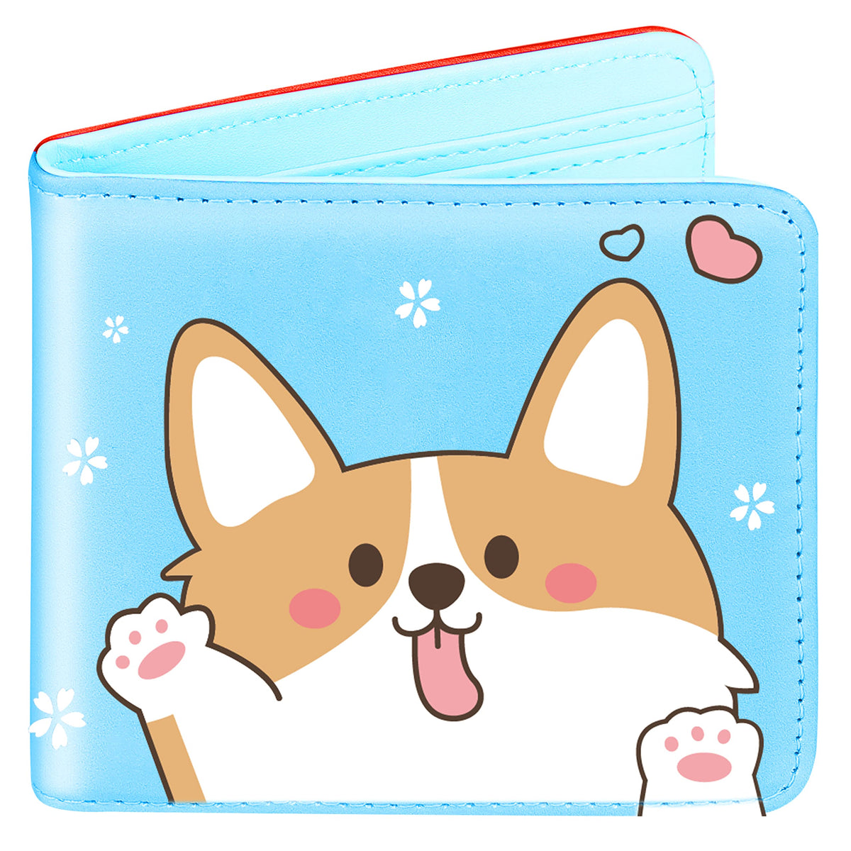 Girls Cute Kawaii Wallet Aesthetic Women Womens Cool Leather Credit Id Card Cash Holder Woman Rfid Blocking Zipper Wallets With Coin Pocket Id Window Female Bifold Little Girl, dog, Cute