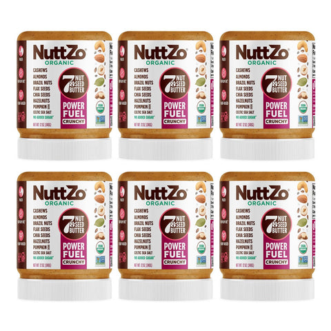 Organic NuttZo Power Fuel Crunchy Mixed Nut Butter Spread | Cashews Almonds Brazil Nuts Flax Seeds Chia Seeds Hazelnuts Pumpkin Seeds | No Peanuts | Paleo Gluten Free Vegan Kosher| 1g Sugar, 6g