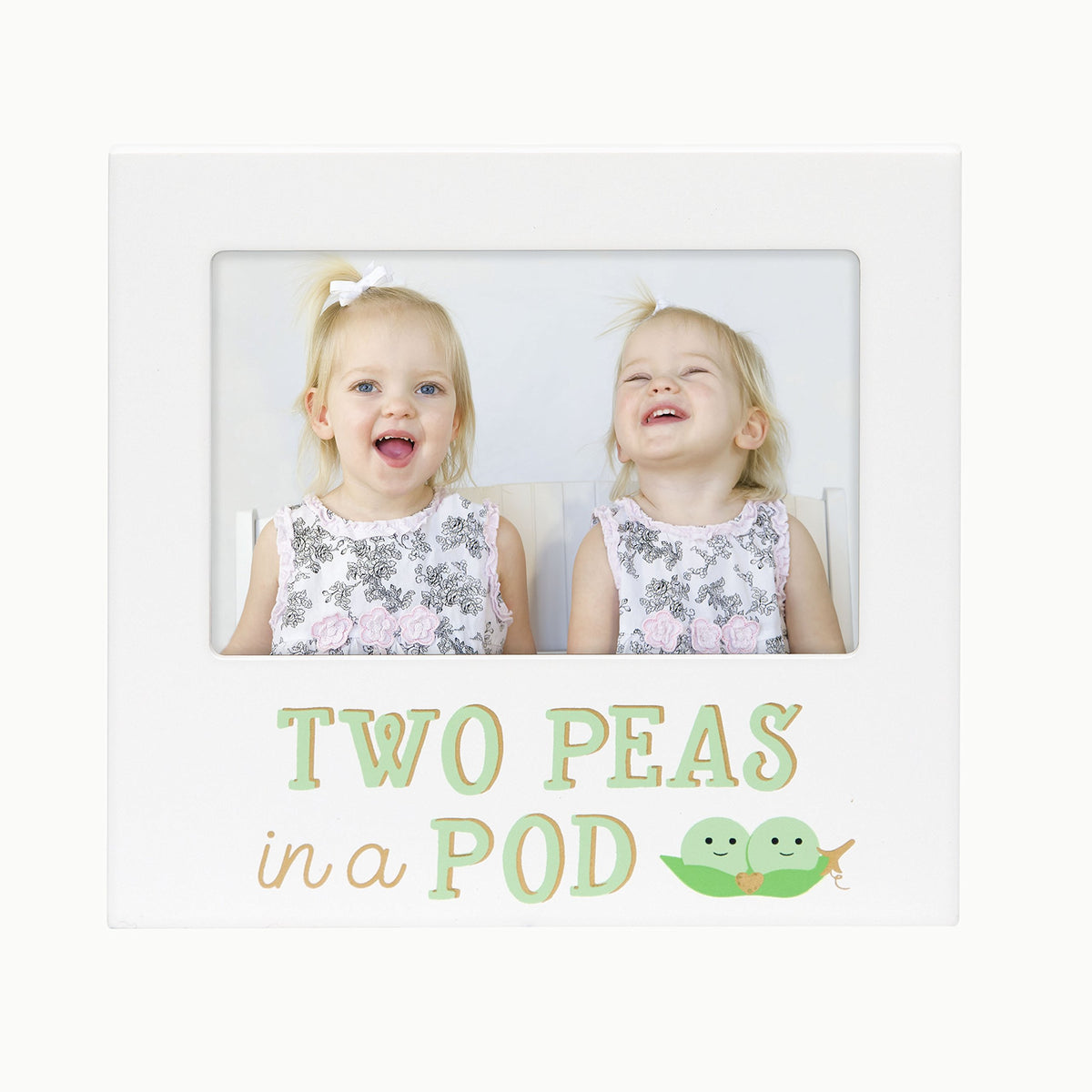 Pearhead Two Peas In A Pod Photo Frame, Baby Keepsake Frame, Newborn Nursery Decor, Gift For New And Expecting Parents, Baby Girl or Baby Boy Gift, White