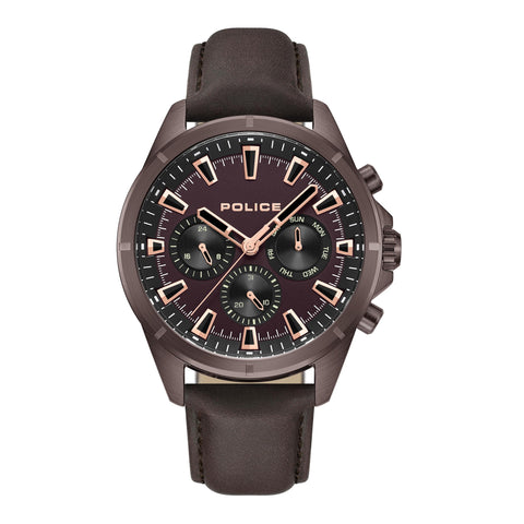 Police Men Analog Quartz Watch with Leather Strap PEWJF0005802