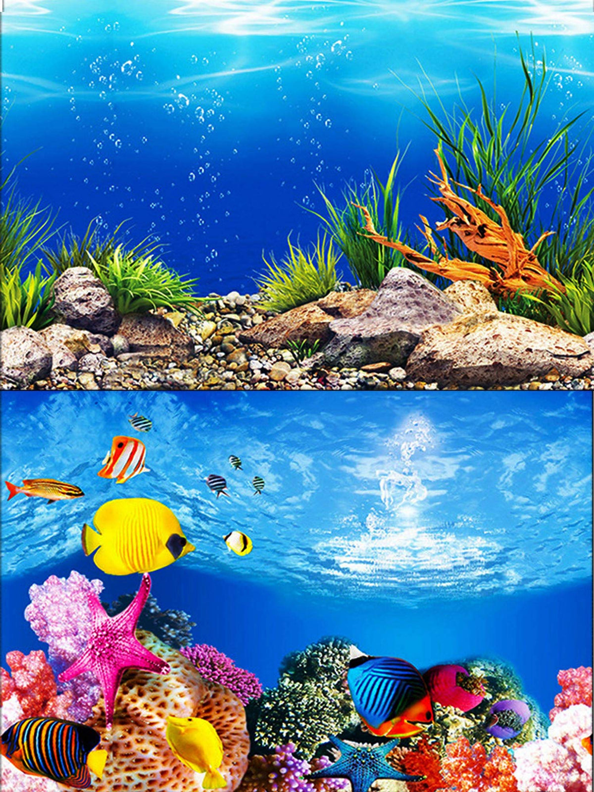 ELEBOX Water Plants Aquarium Background Poster HD Fish Tank Background Decorations Landscape 2 Sided 16"x 40"