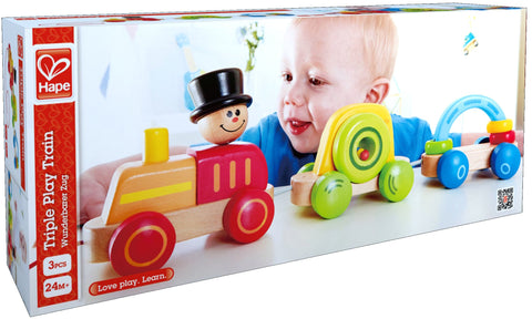 Hape Wooden Railway Triple Play Wooden Train Set