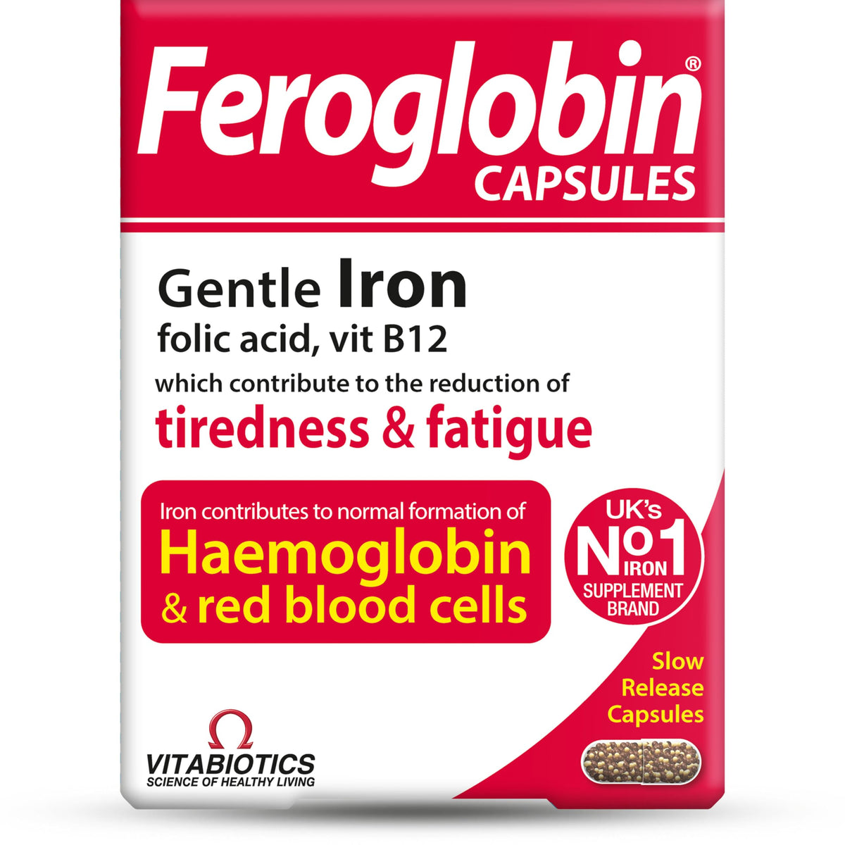 Feroglobin Iron Supplement Capsules Support Iron Defficiency, Anemia and Blood formation, boost Energy, Immunity and Vitality while reducing Fatigue and Tiredness