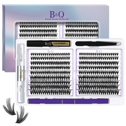Lash Extension Kit 360 Pcs 40D 8-18 Mixed Eyelash Extensions Kit Individual Lashes Extension kit DIY Lash Clusters Kit with Lash Bond and Seal Eye Lash Extension Kit at Home(Mkit-40D-C-8-18)