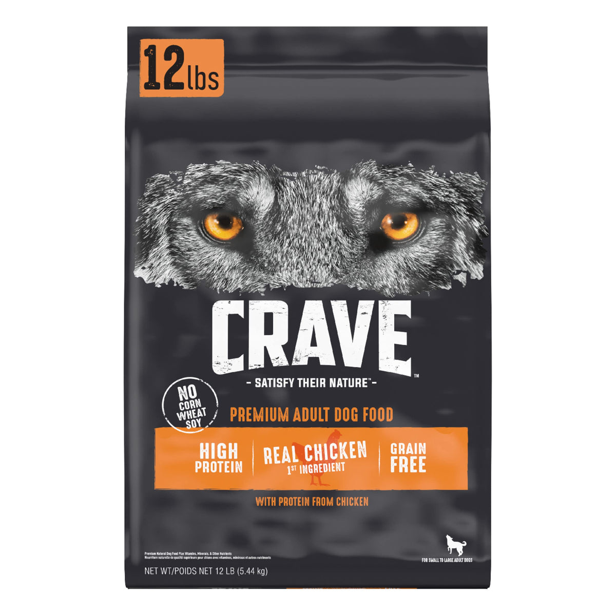 CRAVE Grain Free High Protein Adult Dry Dog Food, Chicken, 12 lb. Bag