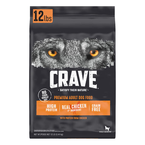 CRAVE Grain Free High Protein Adult Dry Dog Food, Chicken, 12 lb. Bag