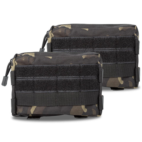 CHZIMADE 2 Pack Molle Pouches, Tactical EDC Utility Pouch Compact Water-Resistant, Organize Small Gear Gadget for Military Backpack Belt Hanging Waist Bag