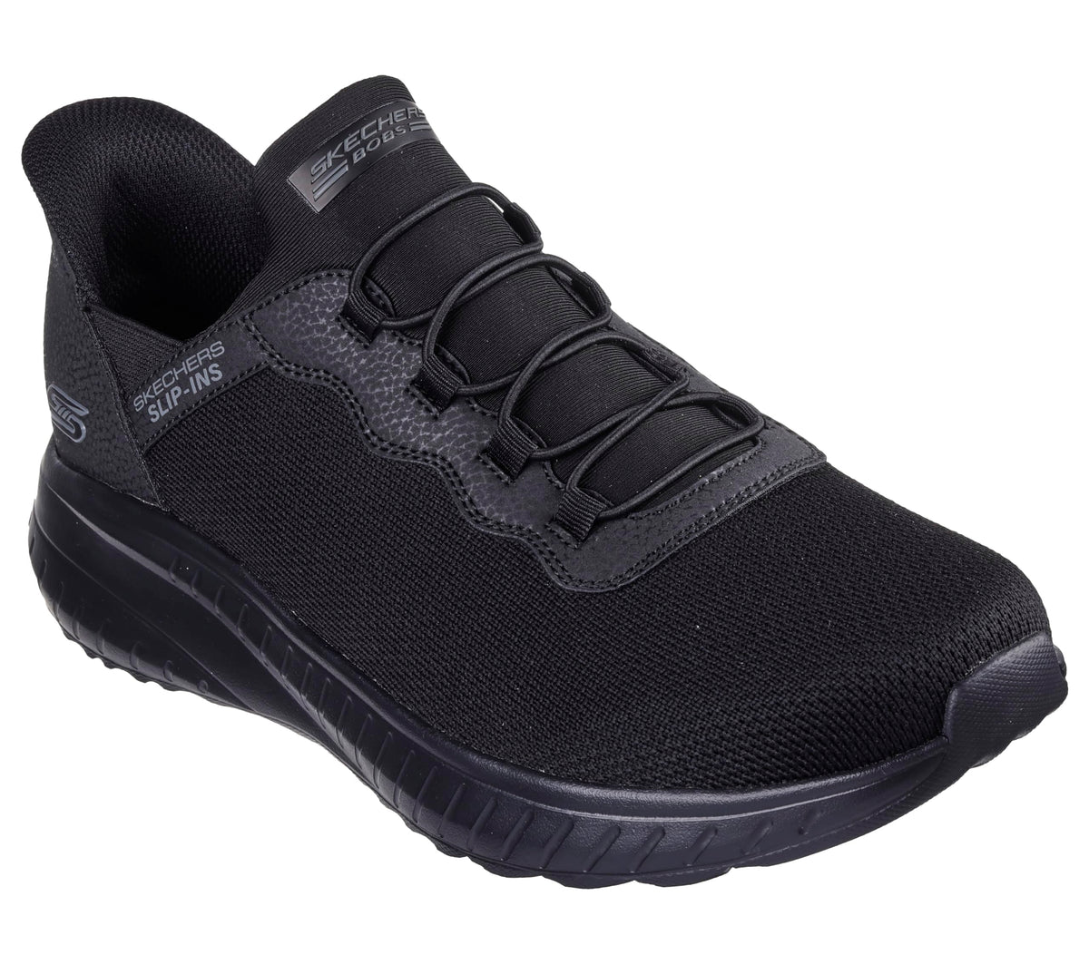 Skechers Men's Hands Free Slip-ins Bobs Squad Chaos-Daily Hype Sneaker, Black/Black, 7 Wide