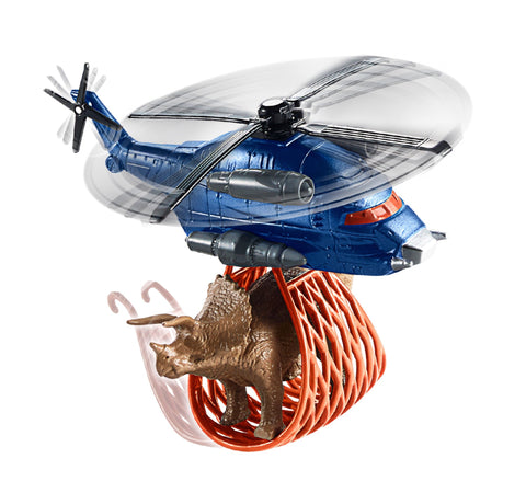 MATCHBOX JURASSIC WORLD DINO TRANSPORTERS TRICERA-COPTER Vehicle and figure