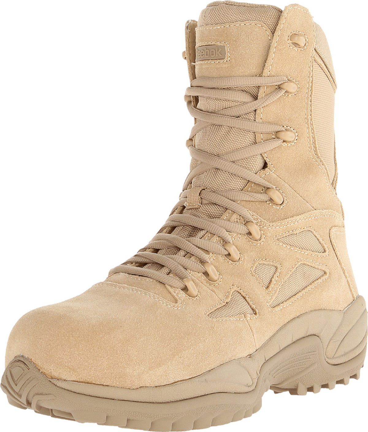 Reebok mens Rapid Response Rb Safety Toe 8" Stealth With Side Zipper Military & Tactical Boot, Desert Tan, 8 Wide US