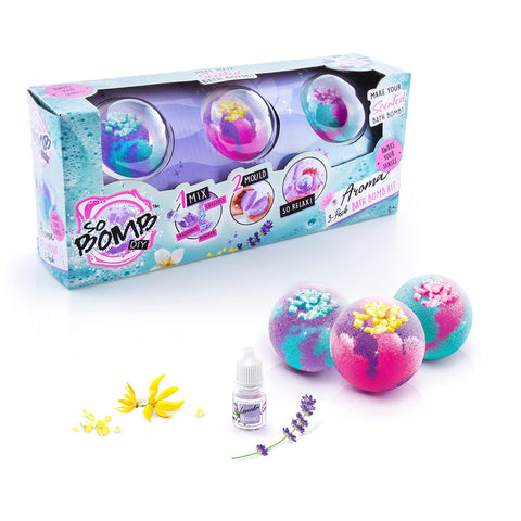 So Bomb DIY Aroma Bath Bombs, 3 Pack, Colourful, Fun + Easy to Make, Just Add Water, Ready in Under 1 Hour! for Ages 6+