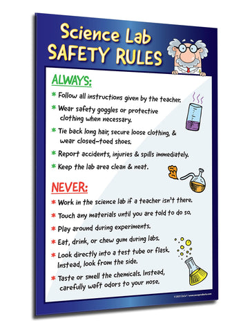 ZOCO - Science Lab Safety Rules Poster (12x18, Laminated) - Kids Science Posters for Middle School, High School - Chemistry, Laboratory Classroom Decor