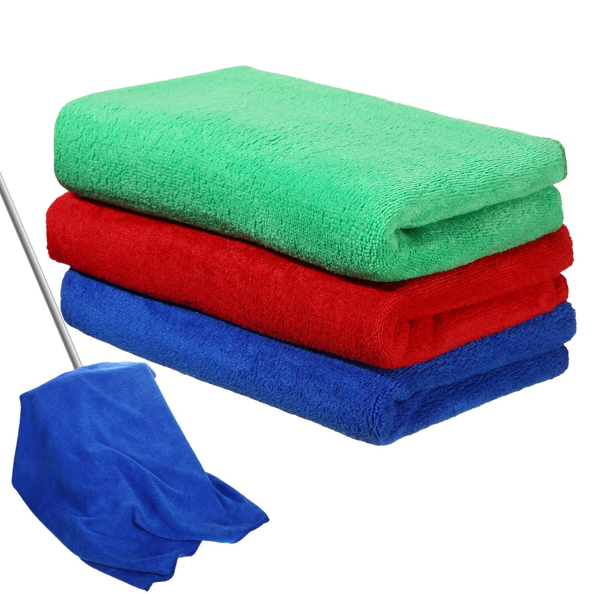 Newwiee 3 Pcs Extra Large Microfiber Cleaning Cloth 30" x 20" Washable Reusable Microfiber Towel Streak Free Lint Free Cloth for Cleaning Home Glass Office Window Bathrooms (Red,Blue,Green)