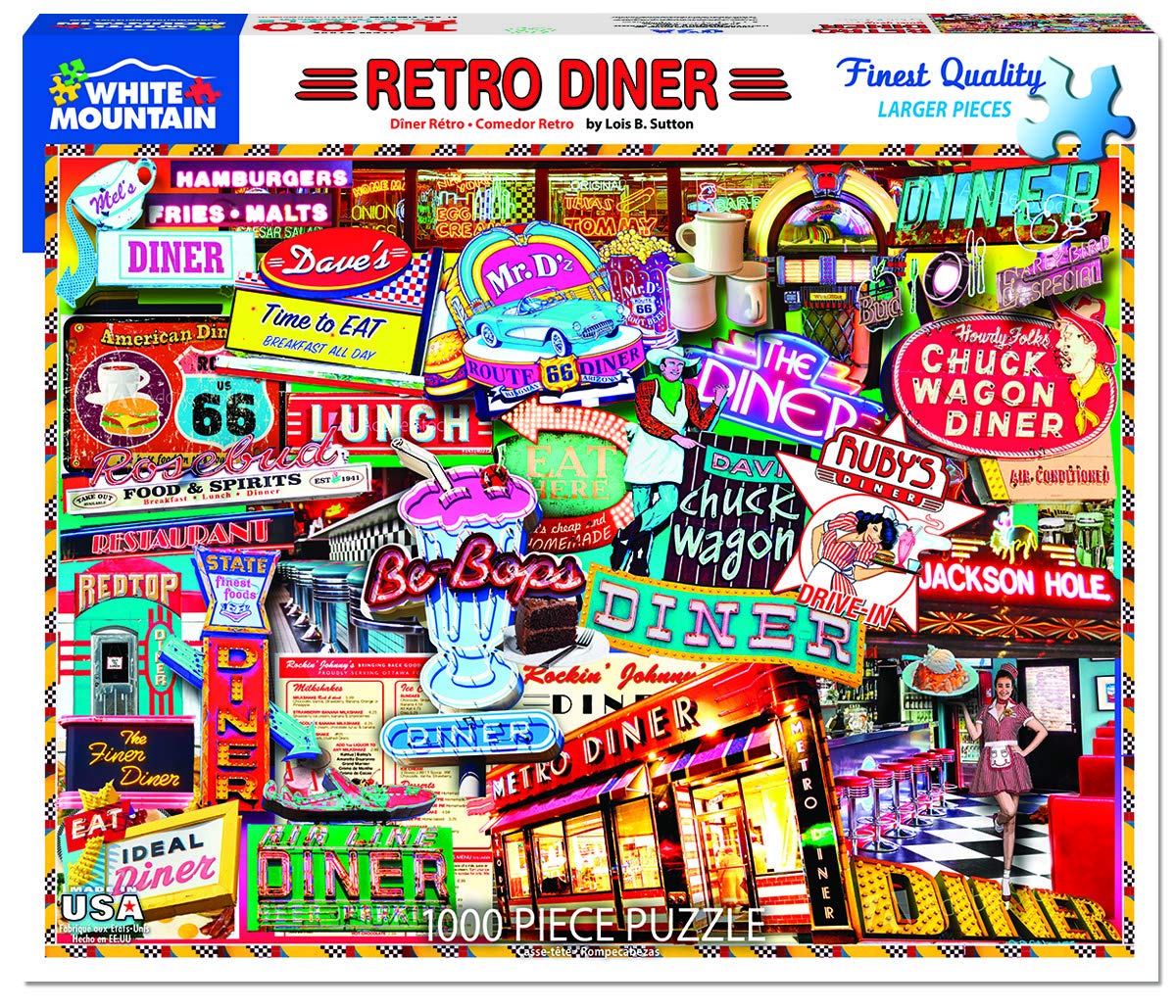 White Mountain Puzzles Retro Diner 1000 piece jigsaw puzzle 760mm x 610mm (wmp)