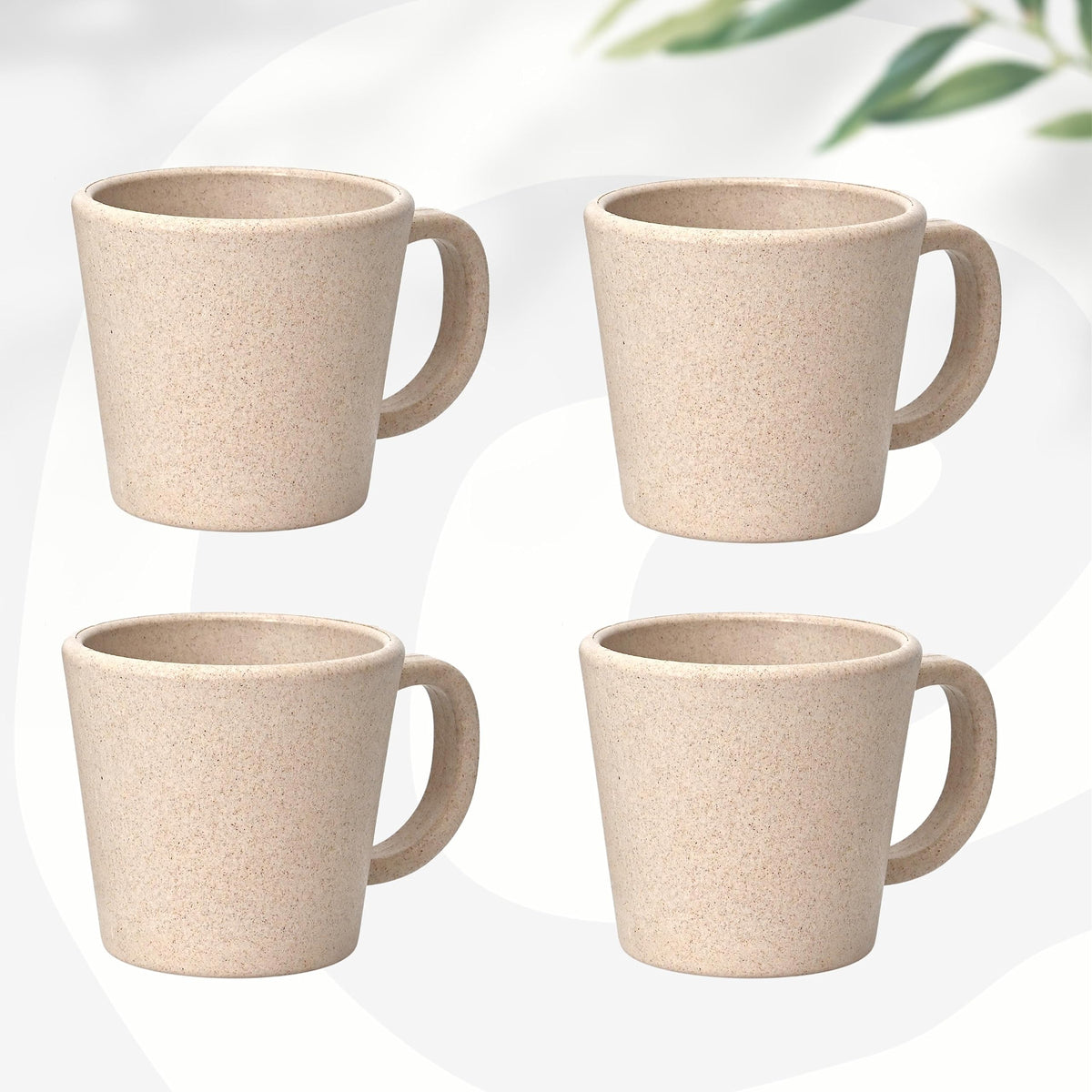 Eha Set of 4 Earth-Friendly Majestic Coffee Mug |375 ml|Made with Rice Husk & Bamboo Fibers|Microwave Safe|Hot & Cold Coffee Cup, Milk & Tea Cup |Matte Finish Mugs for Coffee (Pack Of 4,Sand Castle)