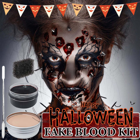 4 Pcs Scar Wax Fake Modeling Wound Special Effects Halloween SFX Makeup Kit With Scab Coagulated Fake Blood Makeup Gel,Spatula & Stipple Sponge,for Halloween Zombie Stage Skin Wax Makeup