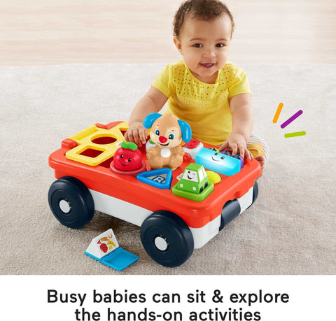 Fisher-Price Baby & Toddler Toy Laugh & Learn Pull & Play Learning Wagon Musical Pull-Along with Activities for Infants Ages 6+ Months