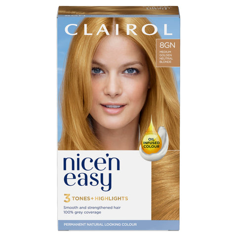 Clairol Nice'n Easy CrÃƒÆ’Ã†â€™Ãƒâ€ Ã¢â‚¬â„¢ÃƒÆ’Ã¢â‚¬Â ÃƒÂ¢Ã¢â€šÂ¬Ã¢â€žÂ¢ÃƒÆ’Ã†â€™ÃƒÂ¢Ã¢â€šÂ¬Ã…Â¡ÃƒÆ’Ã¢â‚¬Å¡Ãƒâ€šÃ‚Â¨me, Natural Looking Oil Infused Permanent Hair Dye, 8GN Medium Golden Neutral Blonde