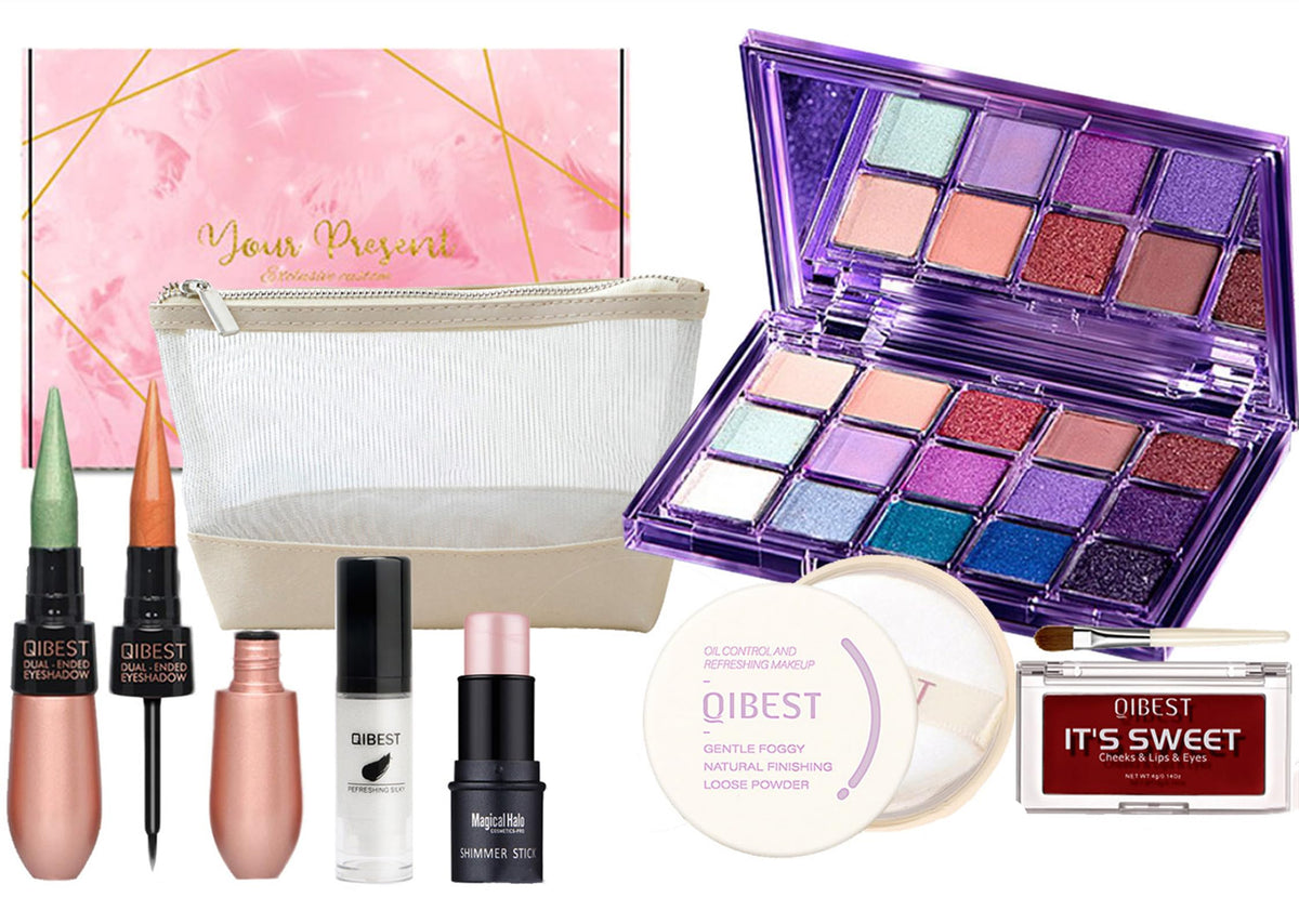 FantasyDay All-in-one Makeup Set Holiday Gift Surprise | Full Makeup Kit for Women Essential Starter Bundle Include Eyeshadow Palette Lipstick Blush Concealer Face Powder Eyeliner Mascara Soft Brush