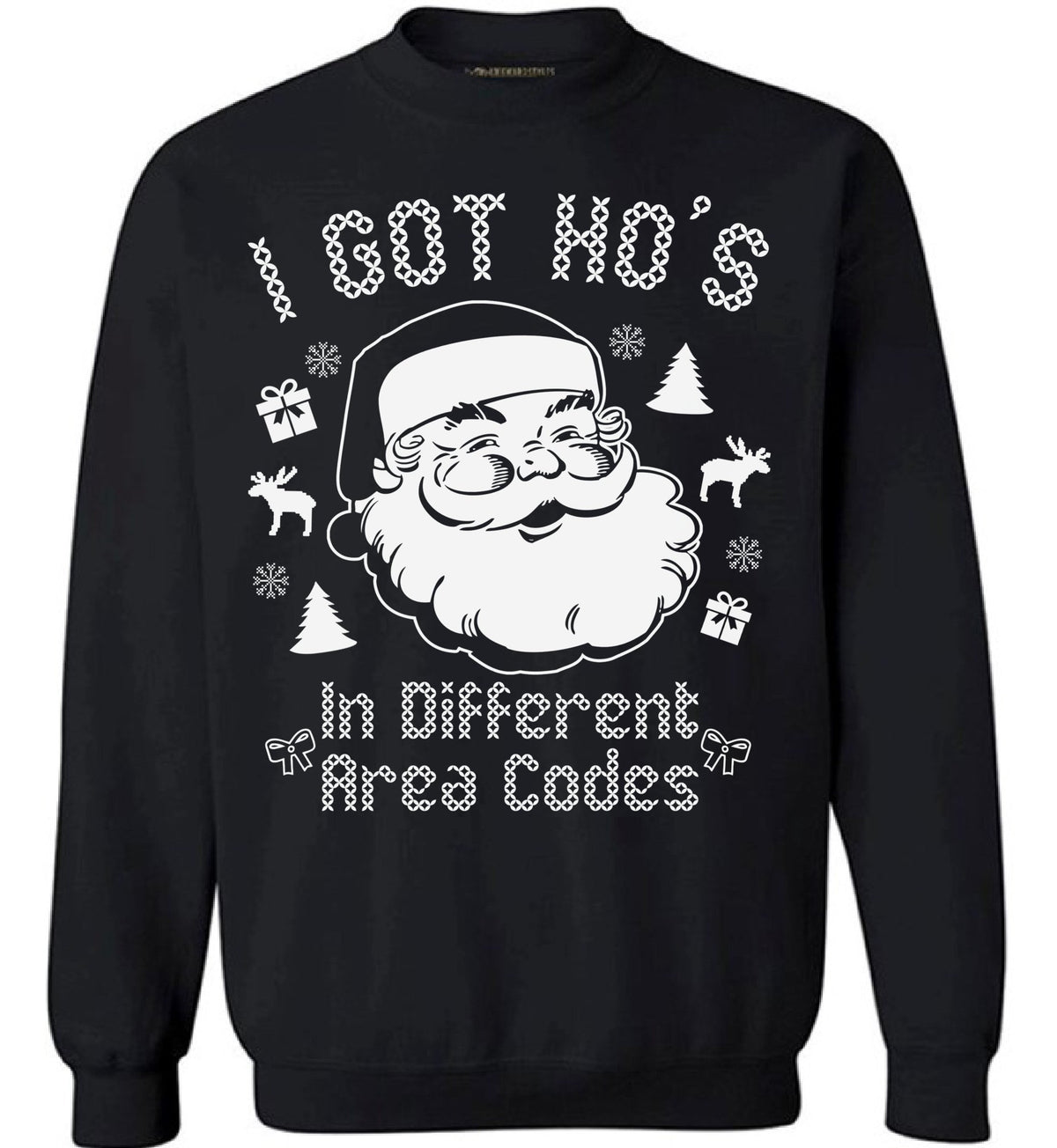 Awkwardstyles I Got Hos in Different Area Codes Sweater Ugly Christmas Crewneck L Black