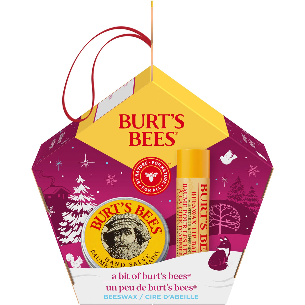 Burts Bees Gift Set For Lip & Hand, Beeswax Lip Balm and Hand Salve in a Christmas Box, Bit of Burts