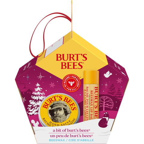 Burts Bees Gift Set For Lip & Hand, Beeswax Lip Balm and Hand Salve in a Christmas Box, Bit of Burts