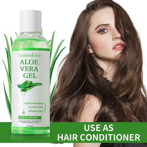 99.9% Organic Aloe Vera Gel for Face, Hair, Sunburn Relief, Pure Aloe Vera Soothing Gel for Skin Care, Acne, After Sun Repair, After Shave, No Sticky Residue, Moisturizing Quick Absorbing - 6.8 oz