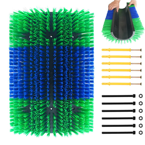 Extra Large Size Livestock Scratching Brush, Upgraded Horse/Goat/Cow/Cattle Scratcher Brush for Grooming, Itch Relief Horse Scratcher Brushes Kit with Two Sets of Mounting Screws(1-Pack,Green)