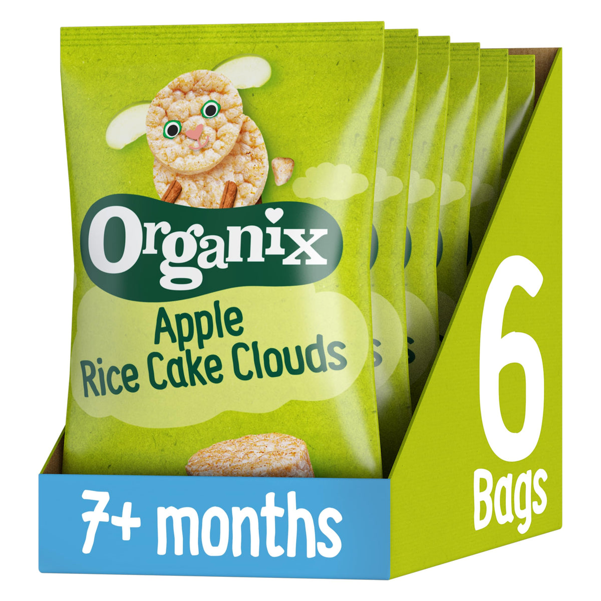 Organix Apple Rice Cake Clouds Baby Rice Cakes Finger Food Snack 40g 7+ Months (Pack of 6)