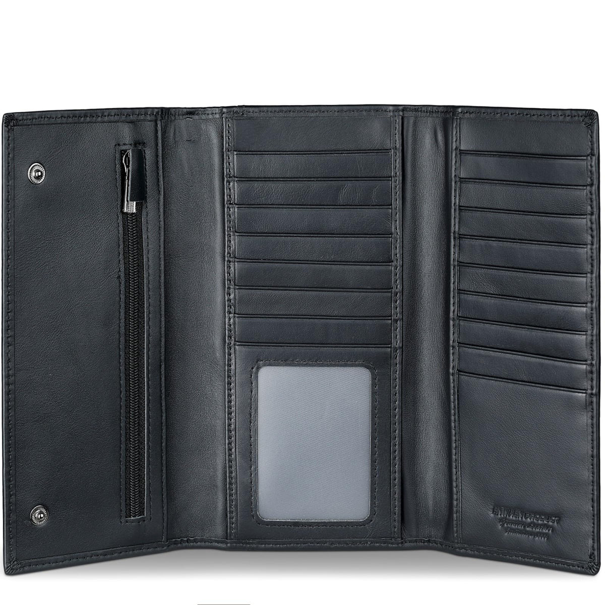 Enwaen Trifold Long Wallet for Men, Black, Fashion