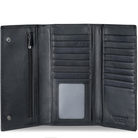 Enwaen Trifold Long Wallet for Men, Black, Fashion