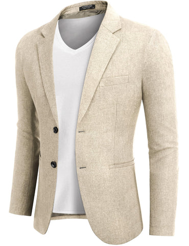 COOFANDY Sport Coats for Men Big and Tall Daily Casual Blazer Notched Lapel Suit Jackets, Light Khaki, XL