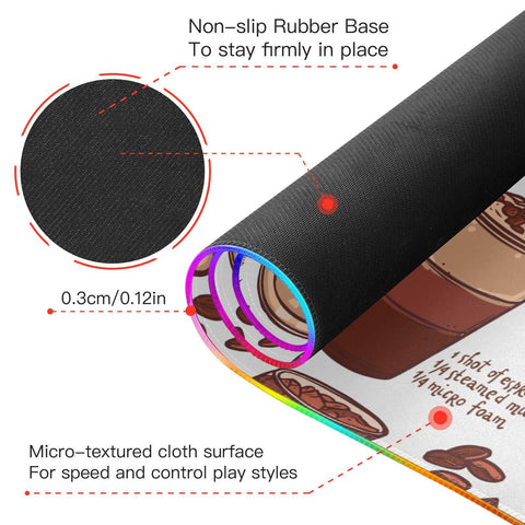 Cups Coffee Wireless Charging Mouse Pad for Mobile Phone Extra Large Gaming Mousepad with 13 Lighting Modes Computer Mat for Office Home Gaming MacBook PC Laptop Desk