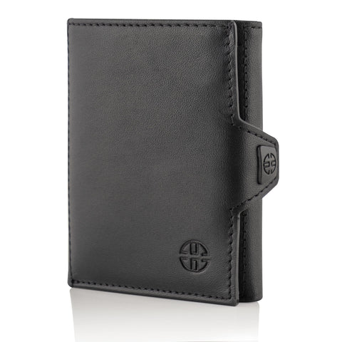 TRUSADOR Verona Leather Wallets for Men & Women Trifold Slim Front Pocket Rfid Wallet (Black, With Coin Pocket)