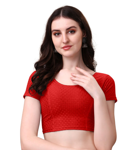 Kipzy Women's Round Neck Short Sleeve Blouse 30 Red