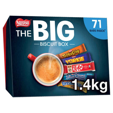 Nestle - The Big Biscuit Box, 71 x Chocolate Bars - Kit Kat, Yorkie, Toffee Crisp, Breakaway, Blue Riband I Bulk Chocolate Box, Chocolate Biscuit Sharing Gift, 1.4 kg of Chocolate