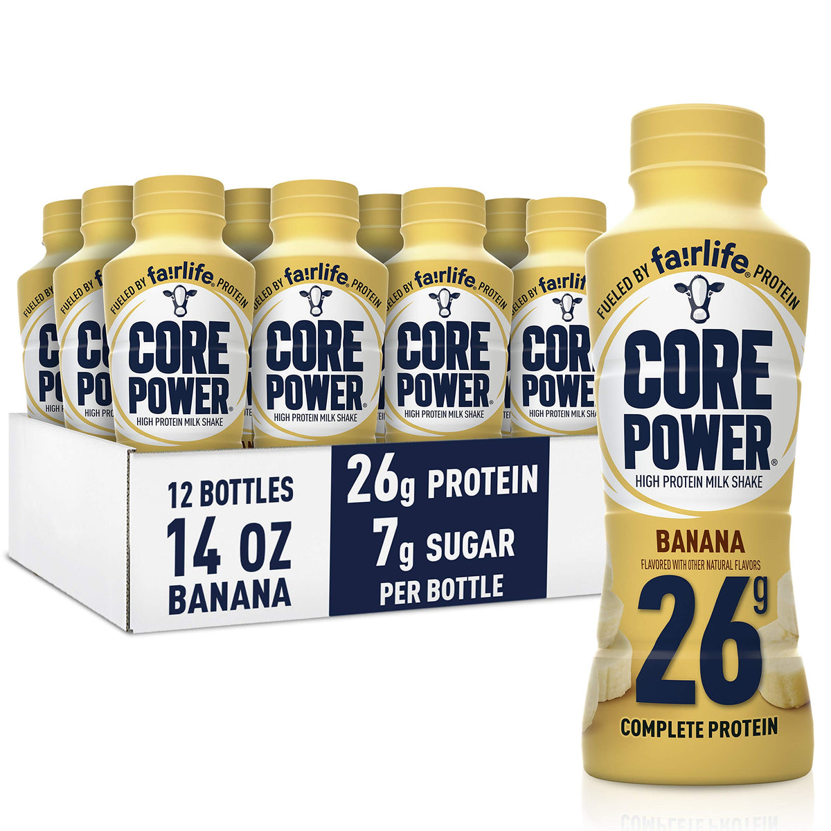 Core Power Fairlife 26g Protein Milk Shakes, Ready To Drink for Workout Recovery, Banana, 14 Fl Oz (Pack of 12)