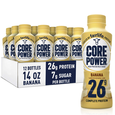 Core Power Fairlife 26g Protein Milk Shakes, Ready To Drink for Workout Recovery, Banana, 14 Fl Oz (Pack of 12)