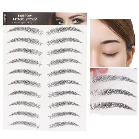 6D Eyebrow Tattoo Sticker Professional Waterproof Eyebrow Transfer Sticker Eyebrow Makeup Tool for Women and Girls (Black)(BLACK-03)