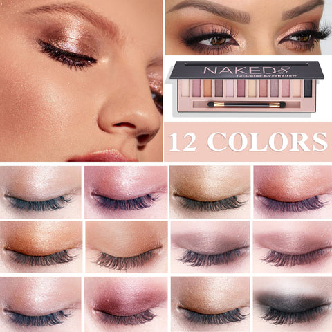 Fusang 12 Colors Naked Eyeshadow Palette,Natural Matte Nude Eyeshadow Palette Shimmer Highly Pigment Eye Shadow Pallete Set Long Lasting & Waterproof Smokey Smokey Glitter Eye Makeup with Brush ?B?