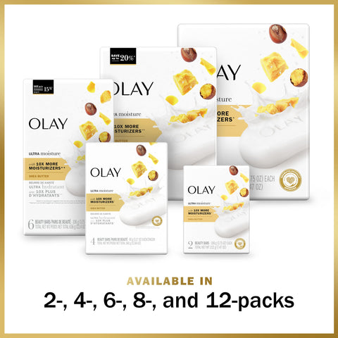 Olay Moisture Outlast Ultra Moisture Shea Butter Beauty Bar with Vitamin B3 Complex 3.75 oz, 8 count