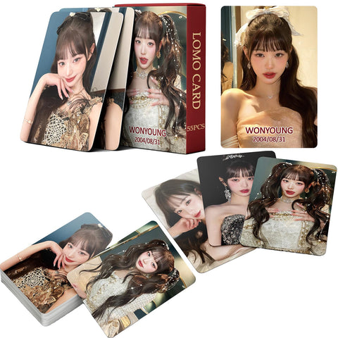 FOURBOM Jang WonYoung Photocards 55pcs IVE Photocard Won Young Photocards set KPOP WonYoung Photocard Set Gift for Fans Party Decorations WonYoung Merch WonYoung Lomo Cards