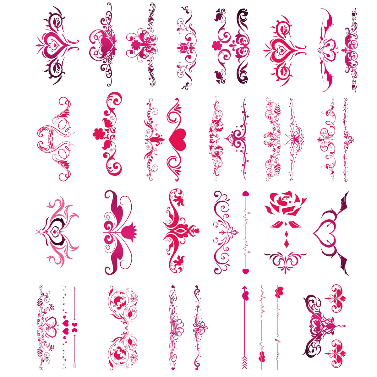 Kotbs Naughty Temporary Tattoos for Women Ladies Girls, 24-Sheet Flowers Temporary Tattoos Stickers, Fun for Lower Back Legs Arms Butt Stomach