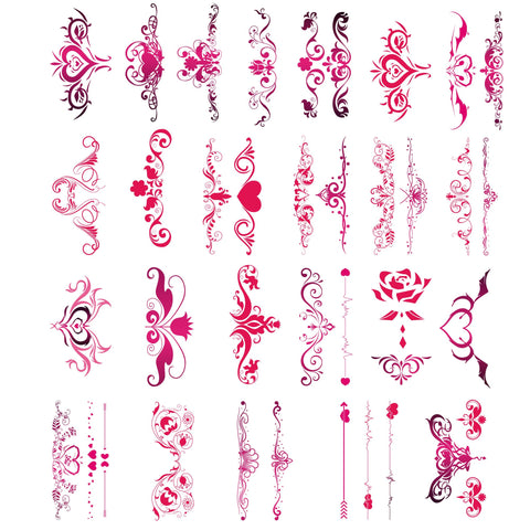 Kotbs Naughty Temporary Tattoos for Women Ladies Girls, 24-Sheet Flowers Temporary Tattoos Stickers, Fun for Lower Back Legs Arms Butt Stomach