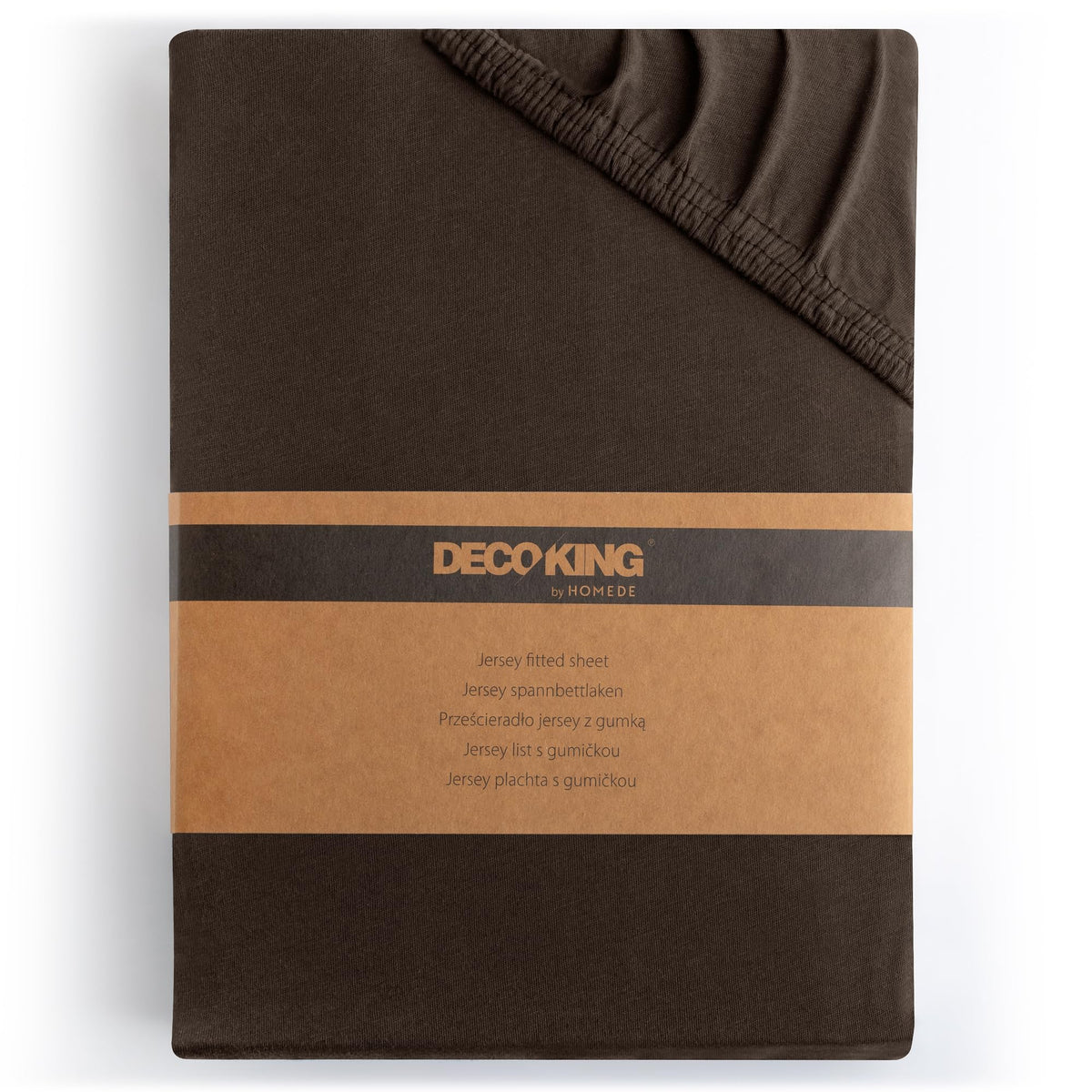 DecoKing Fitted Sheet Cotton Jersey Boxspring, Amber Collection, 200x220-220x240 cm Chocolate Brown