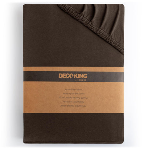 DecoKing Fitted Sheet Cotton Jersey Boxspring, Amber Collection, 200x220-220x240 cm Chocolate Brown