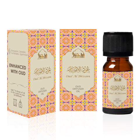 Oud Diffuser Oil, Oud Al Ibtisam by Dukhni | 3 x 10ml Arabic Oil for diffuser & humidifier | 100% Pure Halal, Oudh Essential Oil Blend | Relax with home aromatherapy, for relaxation & massage