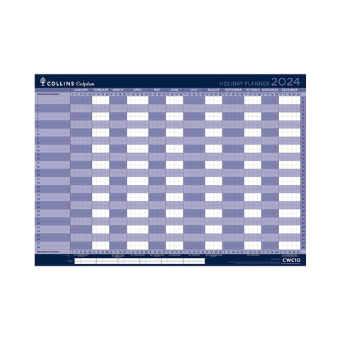Collins Debden Colplan 2024 Diary A1 Yearly Holiday Calendar Wall Planner - Business Planner and Organiser - January to December 2024 Diary - Whole Year - CWC10-24, Blue