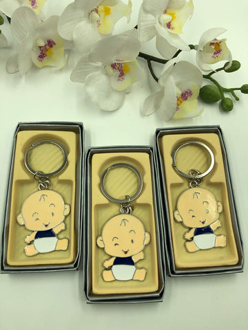 12PC Baby Shower Favors Baby Boy Design Keychains