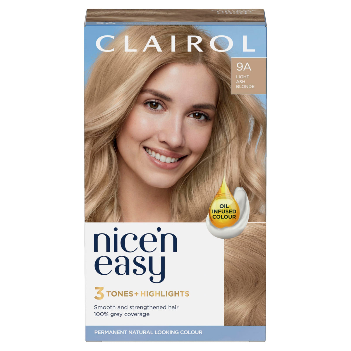 Clairol Nicen Easy CrÃƒÆ’Ã†â€™Ãƒâ€ Ã¢â‚¬â„¢ÃƒÆ’Ã¢â‚¬Â ÃƒÂ¢Ã¢â€šÂ¬Ã¢â€žÂ¢ÃƒÆ’Ã†â€™ÃƒÂ¢Ã¢â€šÂ¬Ã…Â¡ÃƒÆ’Ã¢â‚¬Å¡Ãƒâ€šÃ‚Â¨me, Natural Looking Oil Infused Permanent Hair Dye, 9A Light Ash Blonde